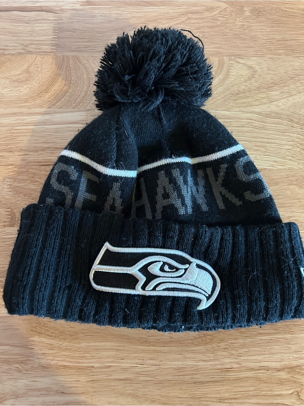 Seattle Seahawks New Era NFL Pom Beanie - Black